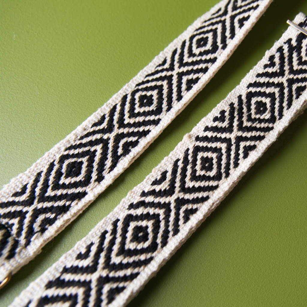 original fuzz Peruvian camera strap in cream and black