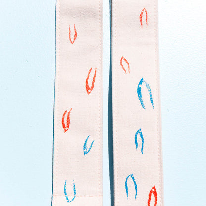 red white blue minimalist silkscreen vintage style camera strap in artist series Matt Kivel by original fuzz