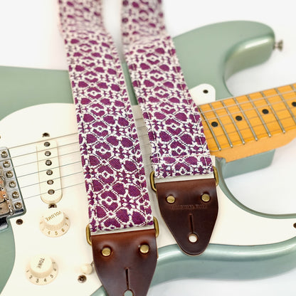 Floral Guitar Strap in Foxglove