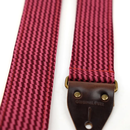 Checked Guitar Strap in Burgundy