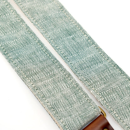 Herringbone Guitar Strap in Emerald