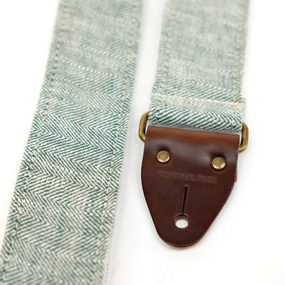 Herringbone Guitar Strap in Emerald