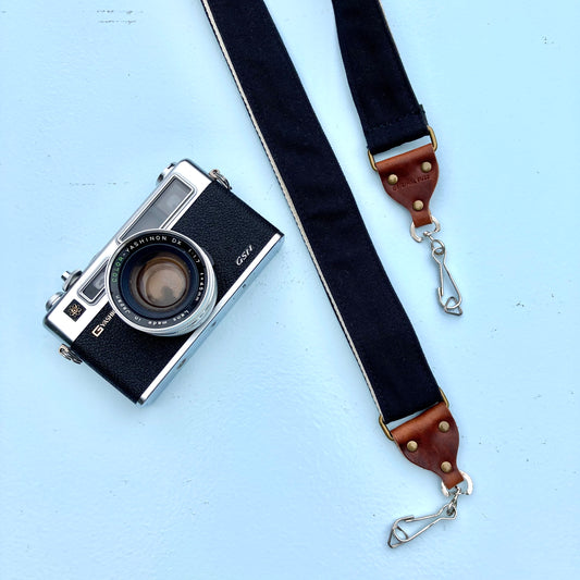 Skinny Canvas Camera Strap in Black