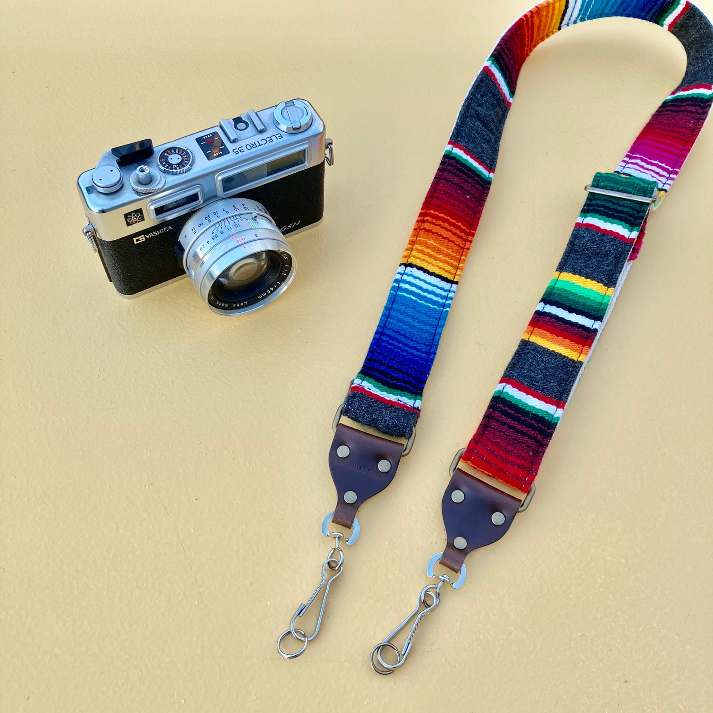Skinny Serape Camera Strap in Carbón
