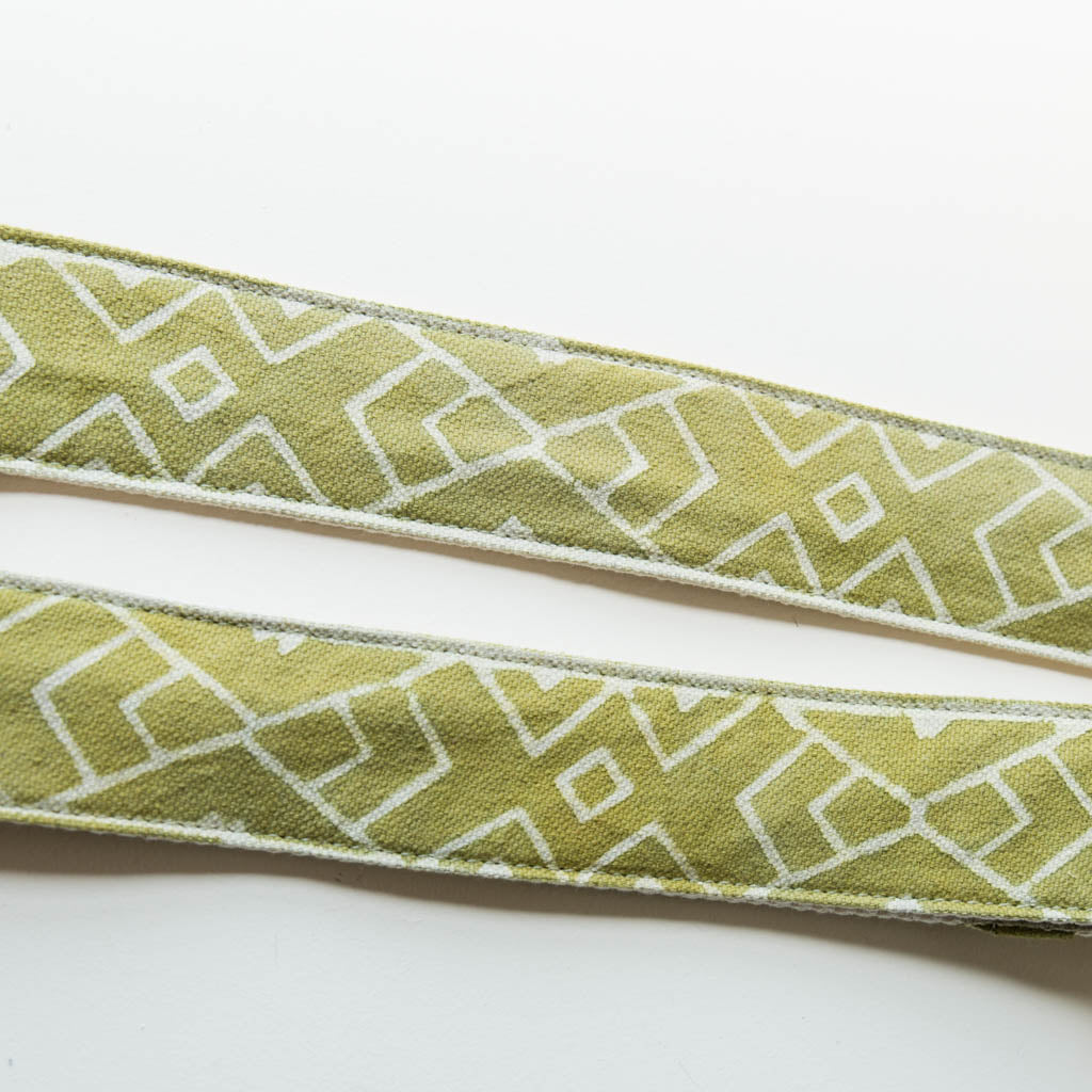 Natural lime green Indian block print guitar strap by Original Fuzz.