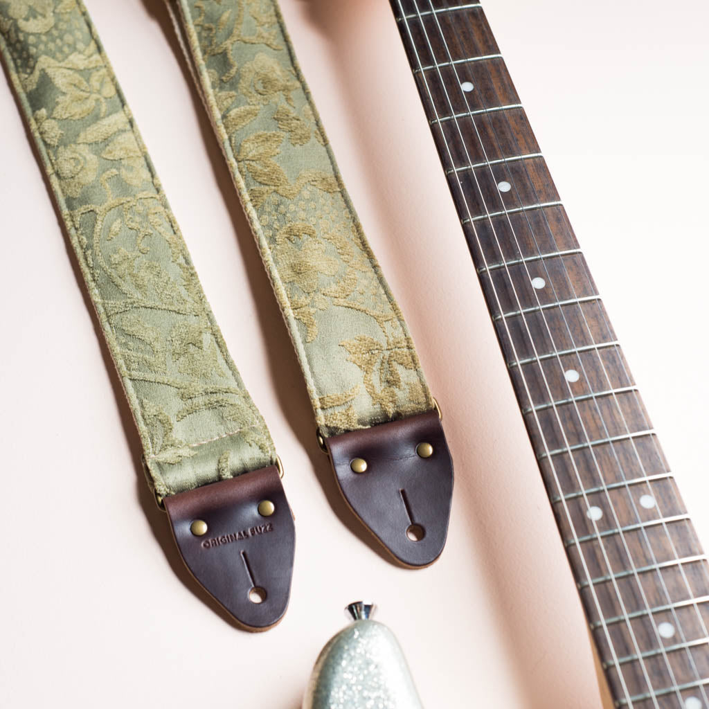 sage green vintage guitar strap by original fuzz