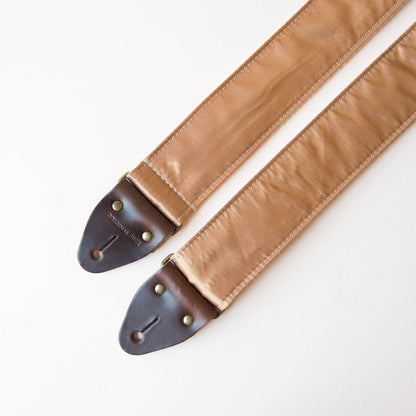 Gold satin vintage guitar strap made by Original Fuzz. 