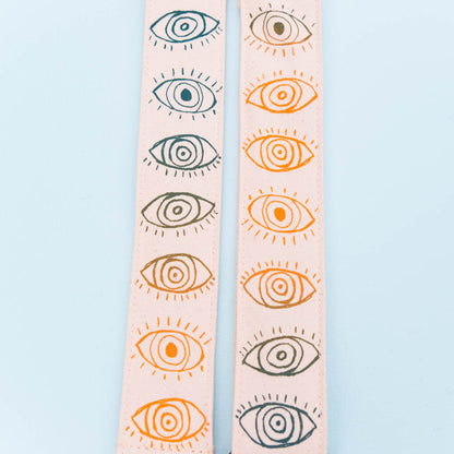 cyclops eyeball silkscreen guitar strap by original fuzz and grand palace