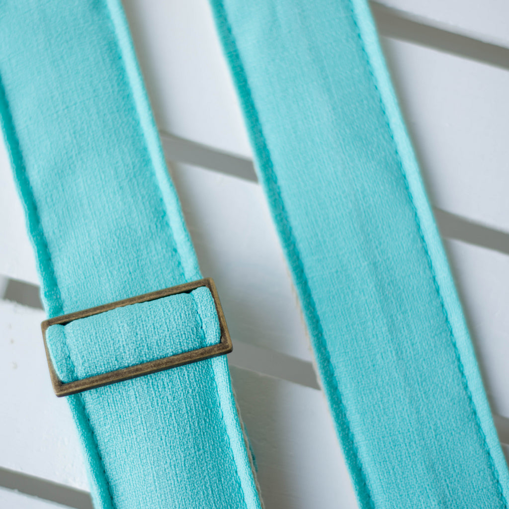 Vintage surf green polyester camera strap made by Original Fuzz in Nashville, TN. 