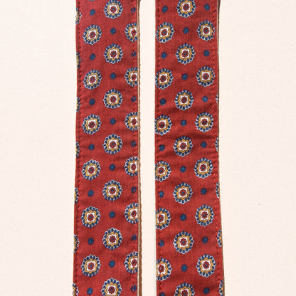 red and navy blue vintage pattern guitar strap by Original Fuzz