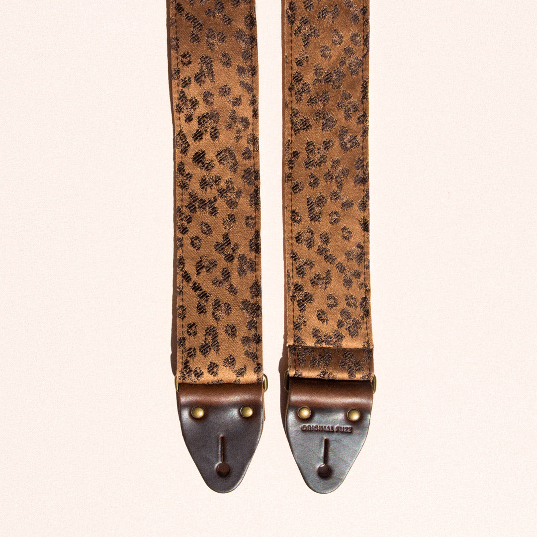 vintage golden leopard print guitar strap by Original Fuzz