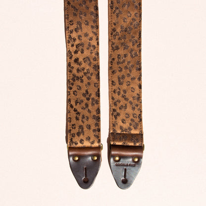 vintage golden leopard print guitar strap by Original Fuzz