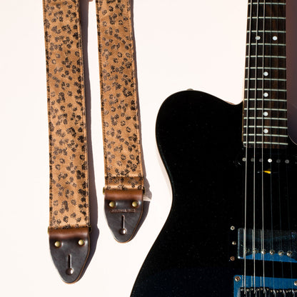 vintage golden leopard print guitar strap by Original Fuzz