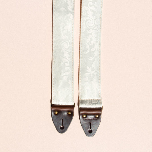 beautiful vintage white wedding guitar strap by Original Fuzz