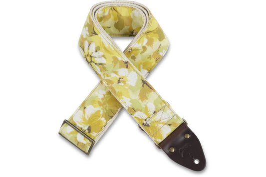 Vintage yellow floral guitar strap by Original Fuzz. 