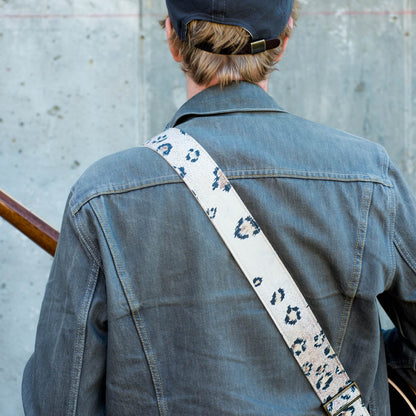 Leopard print vintage guitar strap by Original Fuzz. 