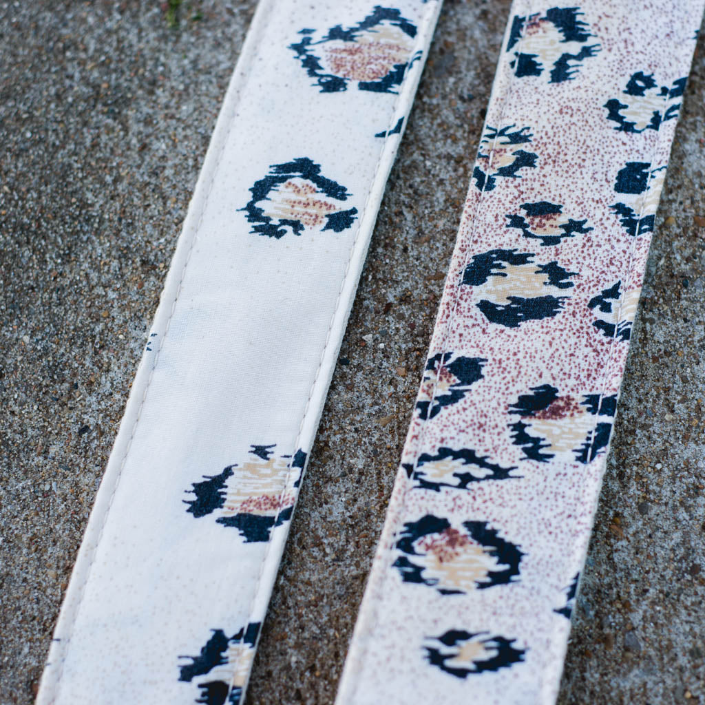 Leopard print vintage guitar strap by Original Fuzz. 